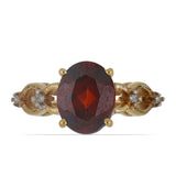 Inel din Argint 925 Placat cu Aur ( 2.61 grame ) cu Granat Barton și Topaz Alb 3.38 Carate