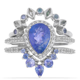 Inel din Argint 925 ( 7.13 grame ) cu Tanzanit și Topaz Alb 3.65 Carate