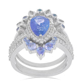 Inel din Argint 925 ( 7.13 grame ) cu Tanzanit și Topaz Alb 3.65 Carate
