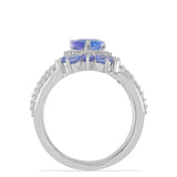 Inel din Argint 925 ( 7.13 grame ) cu Tanzanit și Topaz Alb 3.65 Carate