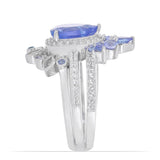 Inel din Argint 925 ( 7.13 grame ) cu Tanzanit și Topaz Alb 3.65 Carate