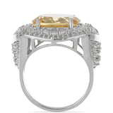 Inel din Argint 925 ( 8.76 grame ) cu Citrin Ural și Topaz Alb 11.93 Carate