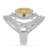 Inel din Argint 925 ( 8.27 grame ) cu Citrin Ural și Topaz Alb 10.26 Carate