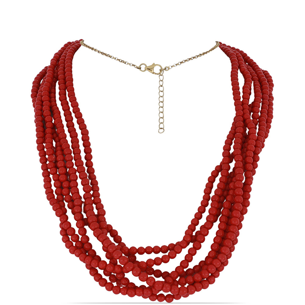 Colier din Argint 925 Placat cu Aur ( 2.2 grame ) cu Coral Roșu Burete 340.58 Carate