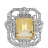 Inel din Argint 925 ( 5.82 grame ) cu Citrin Ural și Topaz Alb 6.93 Carate