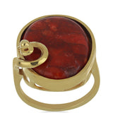 Inel din Argint 925 Placat cu Aur ( 4.66 grame ) cu Coral Roșu Burete 12.42 Carate