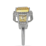 Inel din Argint 925 ( 6.21 grame ) cu Citrin Ural și Topaz Alb 5.04 Carate