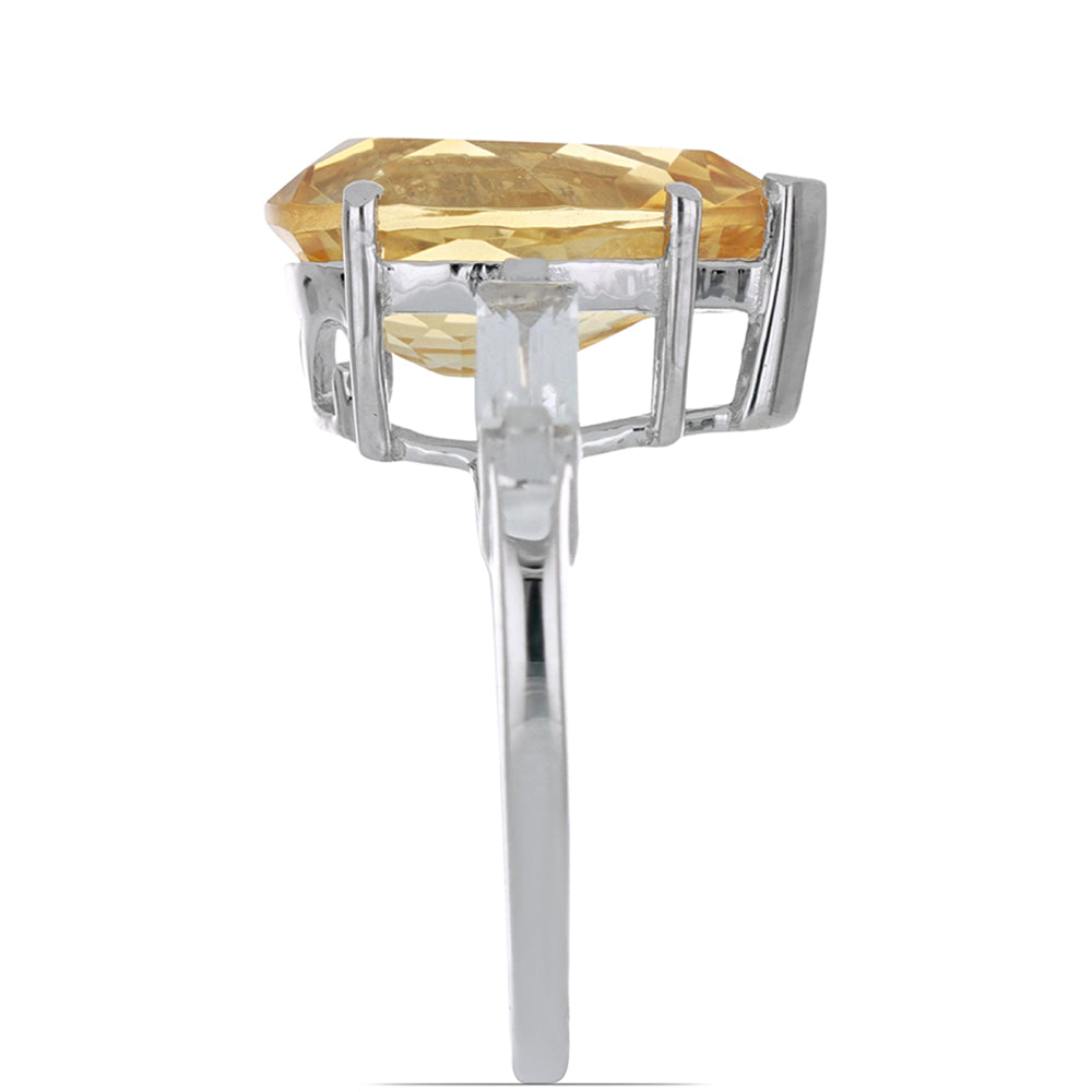 Inel din Argint 925 ( 3.71 grame ) cu Citrin Ural și Topaz Alb 7.98 Carate