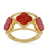 Inel din Argint 925 Placat cu Aur ( 4.71 grame ) cu Coral Roșu Burete 4.48 Carate