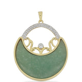 Pandantiv din Argint 925 Placat cu Aur ( 9.31 grame ) cu Aventurin Verde și Topaz Alb 28.56 Carate