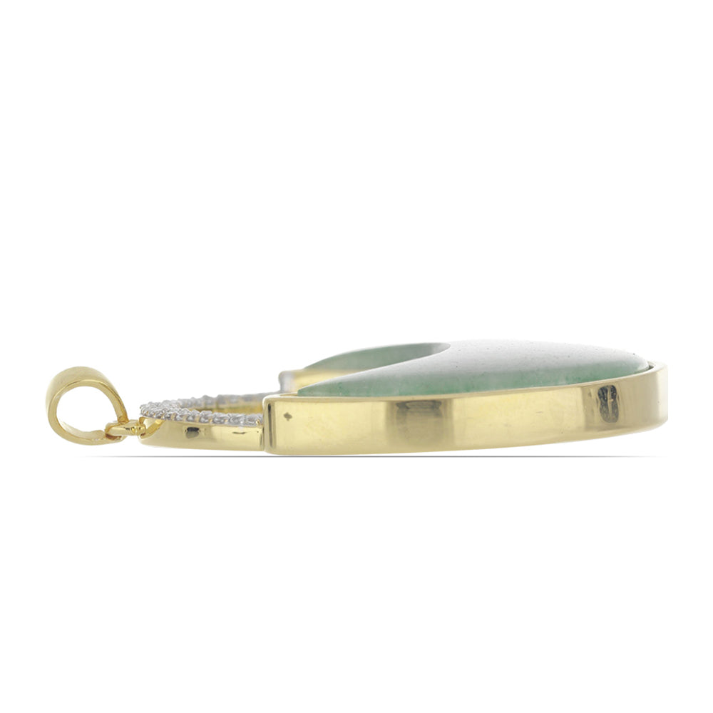 Pandantiv din Argint 925 Placat cu Aur ( 9.31 grame ) cu Aventurin Verde și Topaz Alb 28.56 Carate