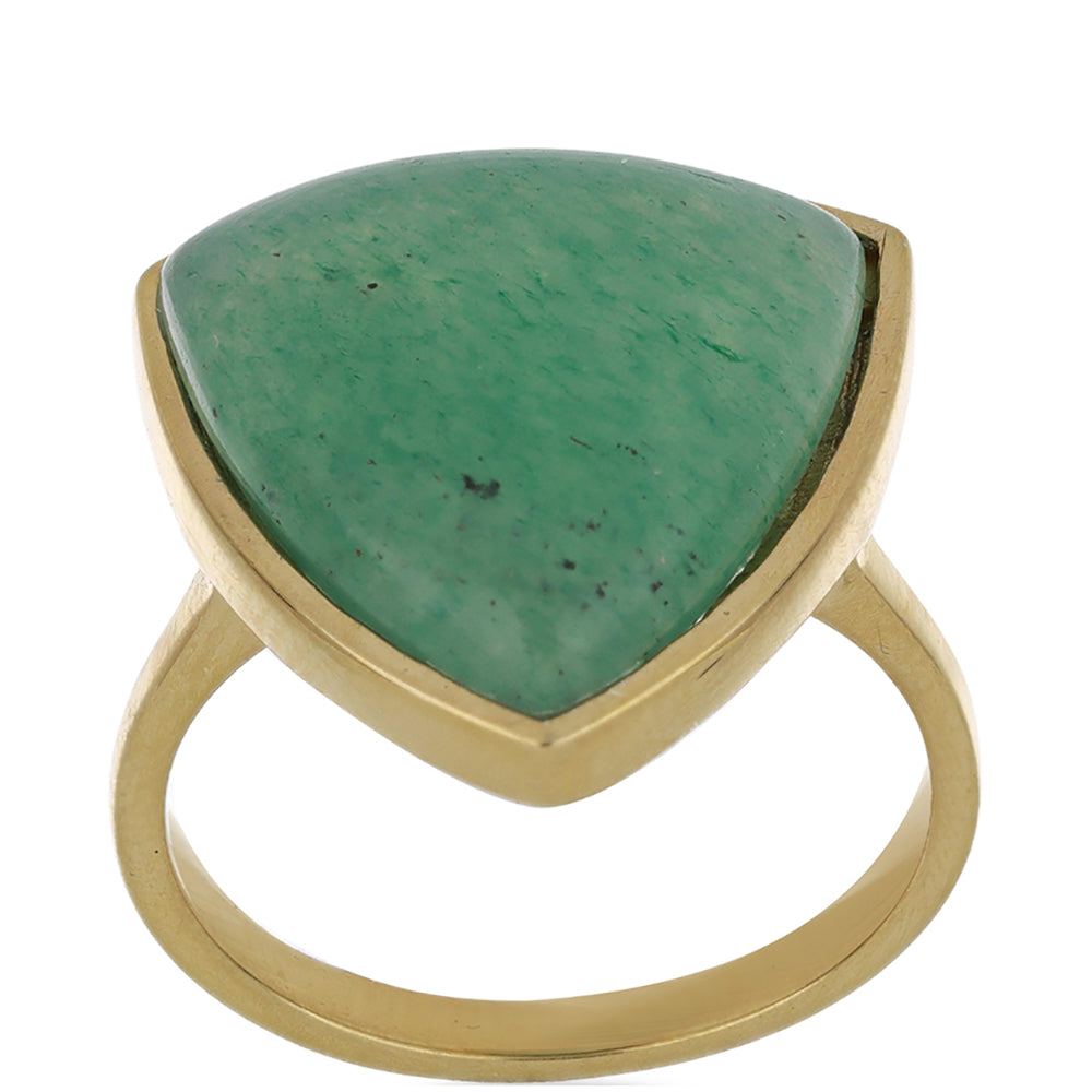 Inel din Argint 925 Placat cu Aur ( 3 grame ) cu Aventurin Verde 11.3 Carate
