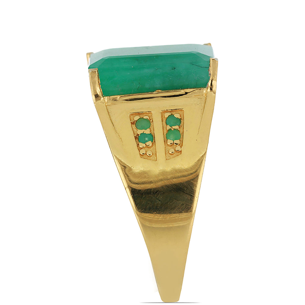 Inel din Argint 925 Placat cu Aur ( 6.34 grame ) cu Smarald Brazilian 7.87 Carate