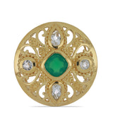 Inel din Argint 925 Placat cu Aur ( 8.54 grame ) cu Agat Verde și Topaz Alb 1.73 Carate