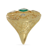 Inel din Argint 925 Placat cu Aur ( 8.54 grame ) cu Agat Verde și Topaz Alb 1.73 Carate