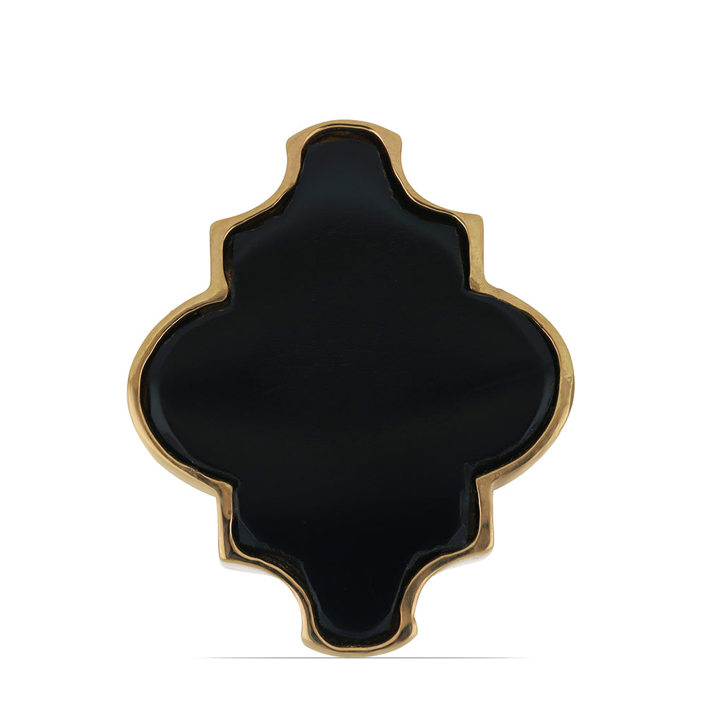Inel din Argint 925 Placat cu Aur ( 6.07 grame ) cu Onix Negru Suwar 10.96 Carate