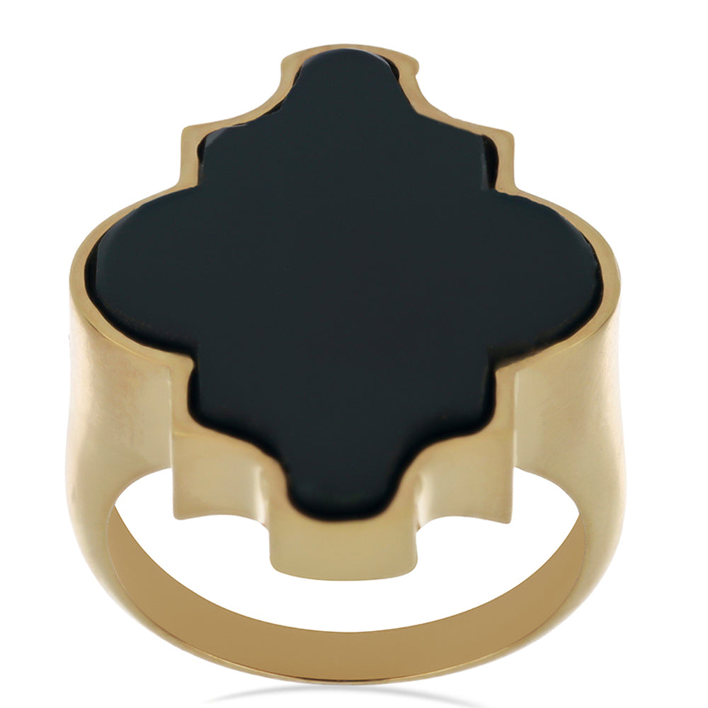 Inel din Argint 925 Placat cu Aur ( 6.07 grame ) cu Onix Negru Suwar 10.96 Carate