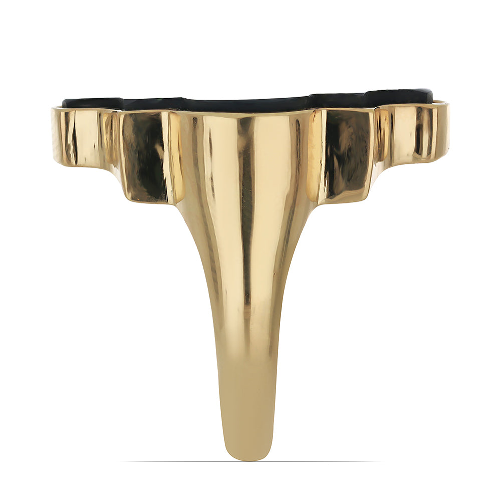 Inel din Argint 925 Placat cu Aur ( 6.07 grame ) cu Onix Negru Suwar 10.96 Carate