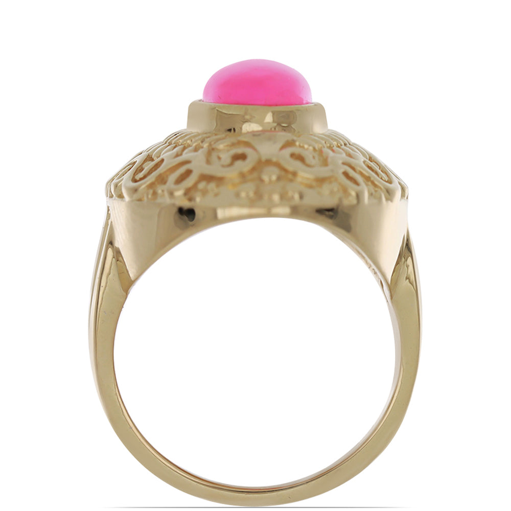 Inel din Argint 925 Placat cu Aur ( 10.14 grame ) cu Opal Etiopian Lega Dembi Roz 1.89 Carate