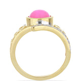 Inel din Argint 925 Placat cu Aur ( 5.89 grame ) cu Opal Etiopian Lega Dembi Roz și Topaz Alb 1.91 Carate