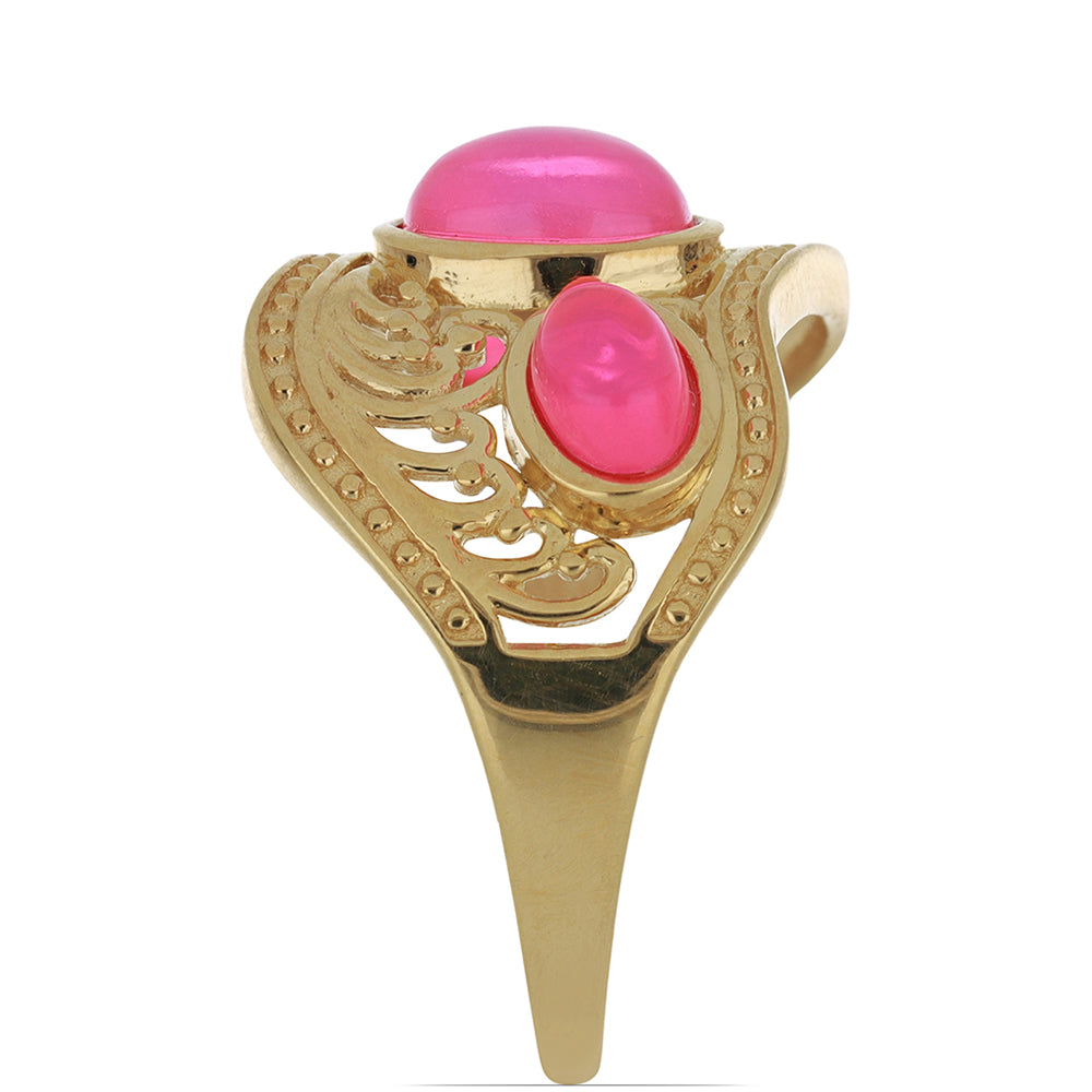 Inel din Argint 925 Placat cu Aur ( 4.63 grame ) cu Opal Etiopian Lega Dembi Roz 1.37 Carate