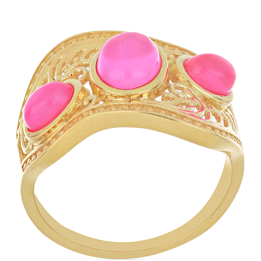 Inel din Argint 925 Placat cu Aur ( 4.63 grame ) cu Opal Etiopian Lega Dembi Roz 1.37 Carate