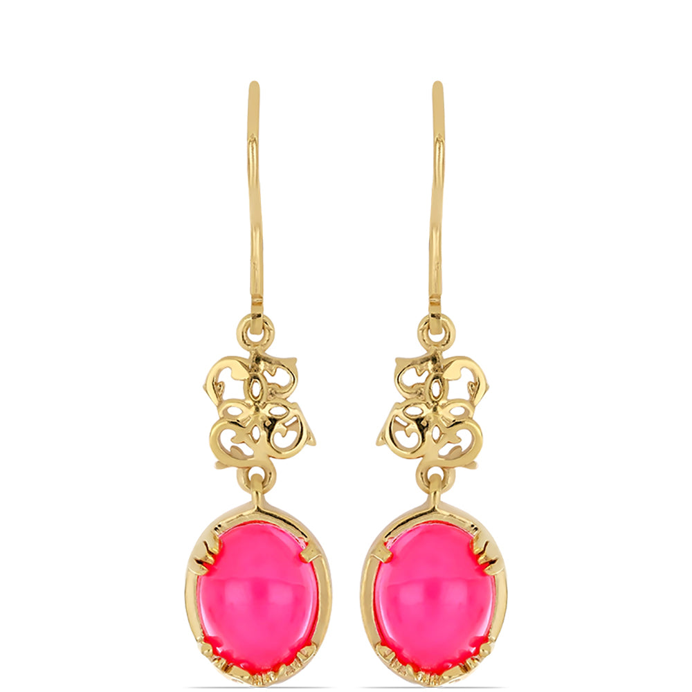 Cercei din Argint 925 Placat cu Aur ( 3.84 grame ) cu Opal Etiopian Lega Dembi Roz 2.96 Carate