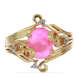 Inel din Argint 925 Placat cu Aur ( 4.73 grame ) cu Opal Etiopian Lega Dembi Roz și Topaz Alb 1.57 Carate