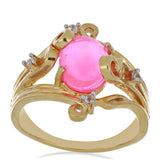 Inel din Argint 925 Placat cu Aur ( 4.73 grame ) cu Opal Etiopian Lega Dembi Roz și Topaz Alb 1.57 Carate