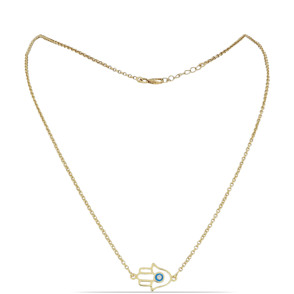 Colier din Argint 925 Placat cu Aur ( 4.81 grame ) cu Email și Topaz Alb 0.01 Carate
