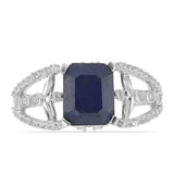 Inel din Argint 925 ( 3.08 grame ) cu Safir Albastru Rosebery și Topaz Alb 3.91 Carate