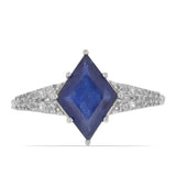 Inel din Argint 925 ( 3.18 grame ) cu Safir Albastru Rosebery și Topaz Alb 4.1 Carate