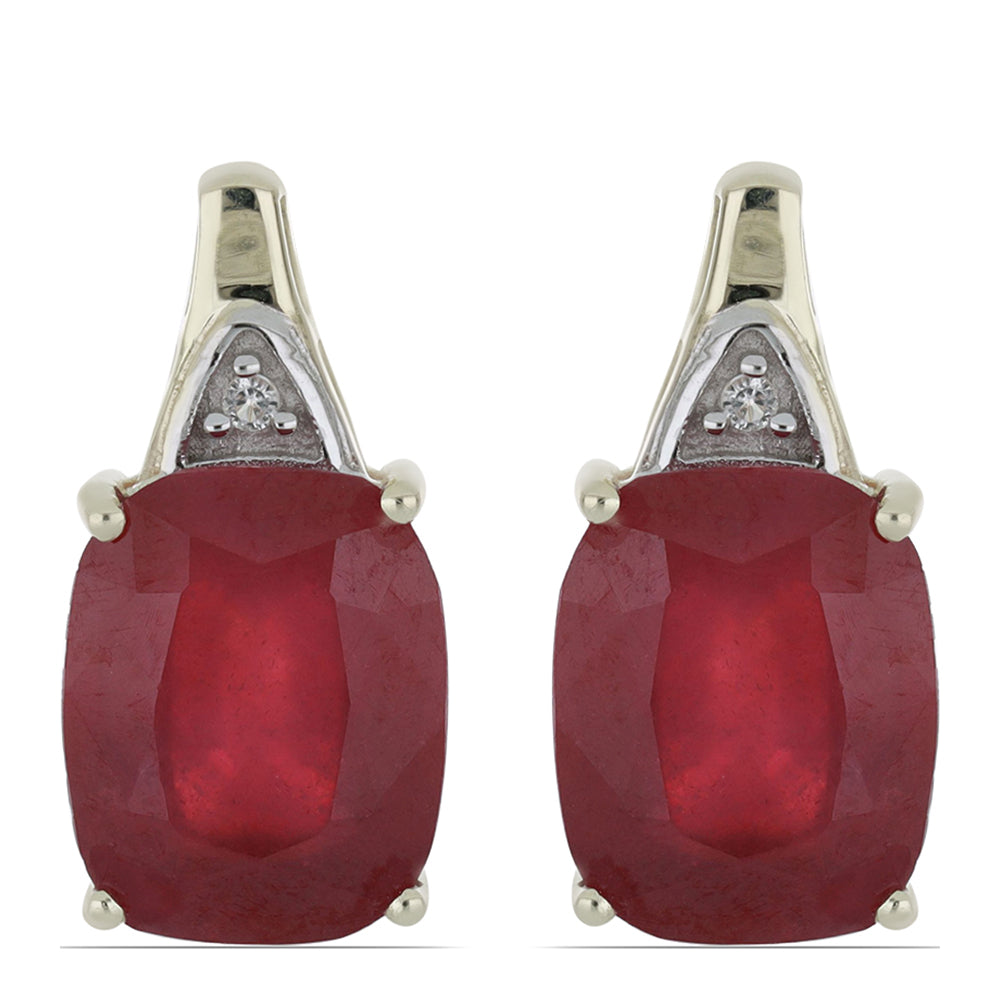 Cercei din Aur de 9K ( 1.92 grame ) cu Rubin Malagasy și Topaz Alb 9.15 Carate