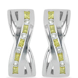 Cercei din Argint 925 ( 2.59 grame ) cu Diamant Galben și Zircon Alb 0.41 Carate