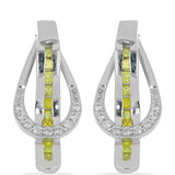 Cercei din Argint 925 ( 2.69 grame ) cu Diamant Galben și Zircon Alb 0.46 Carate