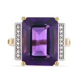 Inel din Argint 925 Placat cu Aur ( 4.35 grame ) cu Ametist Zambian și Topaz Alb 11.84 Carate