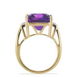 Inel din Argint 925 Placat cu Aur ( 4.35 grame ) cu Ametist Zambian și Topaz Alb 11.84 Carate