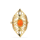 Inel din Argint 925 Placat cu Aur ( 5.42 grame ) cu Opal Etiopian Lega Dembi Portocaliu 0.96 Carate
