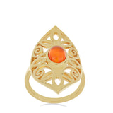 Inel din Argint 925 Placat cu Aur ( 5.42 grame ) cu Opal Etiopian Lega Dembi Portocaliu 0.96 Carate