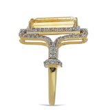 Inel din Argint 925 Placat cu Aur ( 5.33 grame ) cu Citrin Ural și Topaz Alb 4.44 Carate