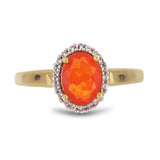 Inel din Argint 925 Placat cu Aur ( 2.44 grame ) cu Opal Etiopian Lega Dembi Portocaliu și Topaz Alb 0.89 Carate