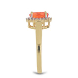 Inel din Argint 925 Placat cu Aur ( 2.44 grame ) cu Opal Etiopian Lega Dembi Portocaliu și Topaz Alb 0.89 Carate