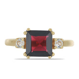 Inel din Argint 925 Placat cu Aur ( 2.97 grame ) cu Granat Rodolit Minas Moatize și Topaz Alb 3.24 Carate