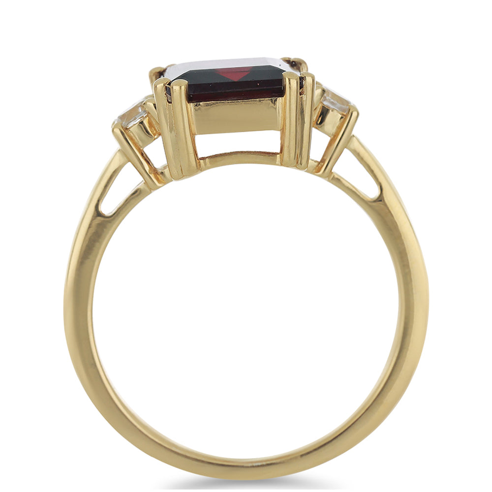 Inel din Argint 925 Placat cu Aur ( 2.97 grame ) cu Granat Rodolit Minas Moatize și Topaz Alb 3.24 Carate