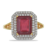 Inel din Aur de 9K ( 3.43 grame ) cu Rubin Malagasy și Zircon Alb Natural 5.59 Carate