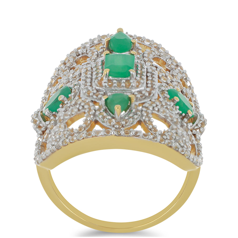 Inel din Argint 925 Placat cu Aur ( 8.47 grame ) cu Smarald Brazilian 3.3 Carate