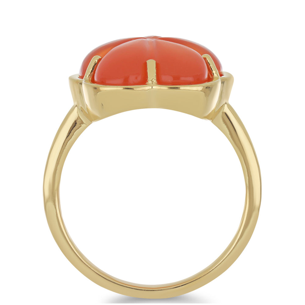 Inel din Argint 925 Placat cu Aur ( 3.74 grame ) cu Carneol Tagebau 6.19 Carate