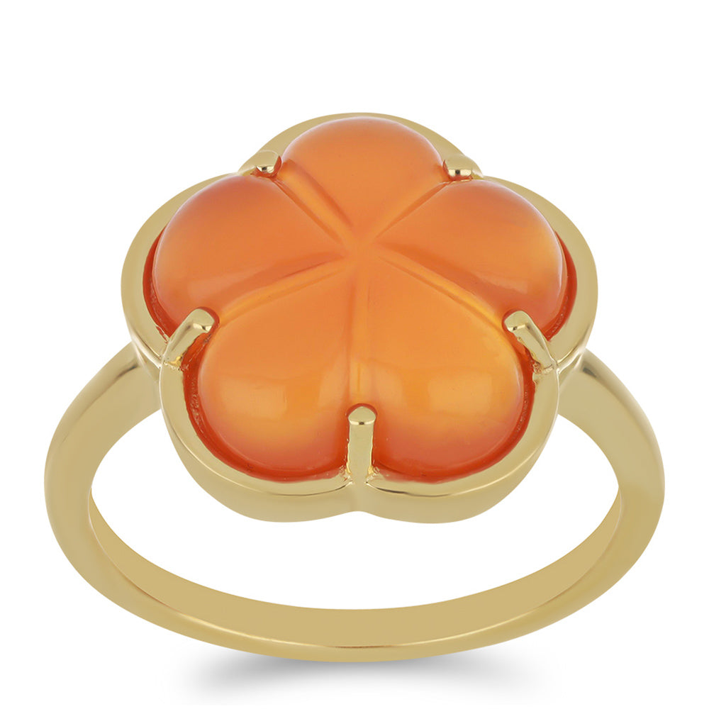 Inel din Argint 925 Placat cu Aur ( 3.74 grame ) cu Carneol Tagebau 6.19 Carate