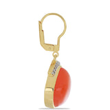 Cercei din Argint 925 Placat cu Aur ( 4.76 grame ) cu Carneol Tagebau și Topaz Alb 23.53 Carate