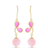 Cercei din Argint 925 Placat cu Aur ( 3.41 grame ) cu Opal Lega Dembi Roz și Opal Roz 11.57 Carate